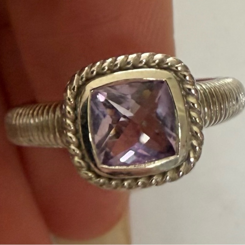 JUDITH RIPKA Sterling & Amethyst Ring  Size 10